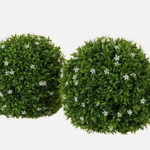 Improvements Set of 2 Artificial 13 in. floral sphere greenery with flower NEW